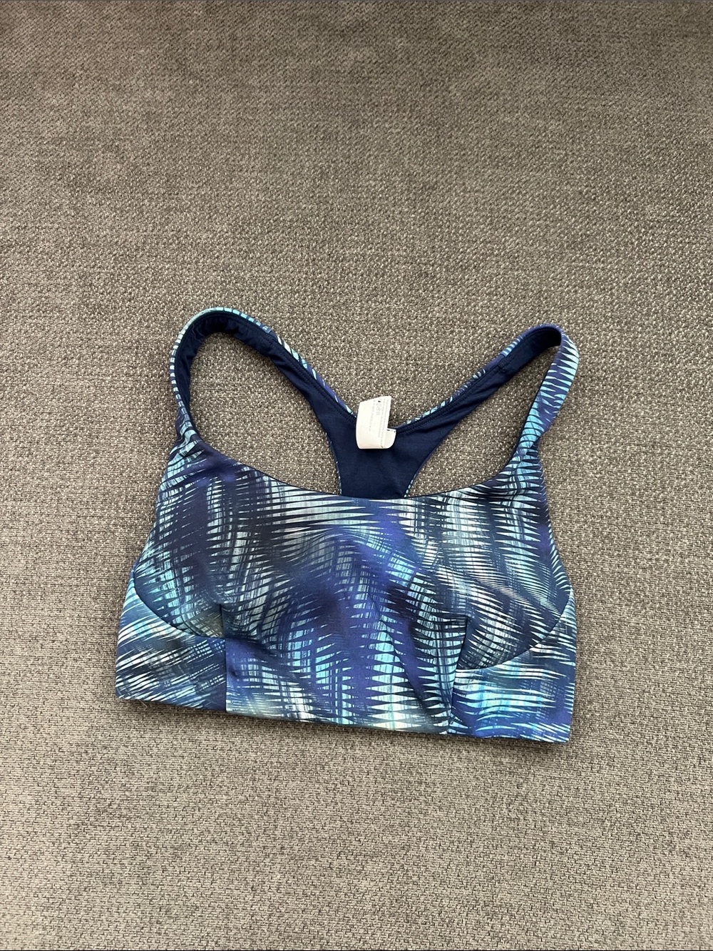 lululemon athletica Blue Patterned Racerback Crop Top